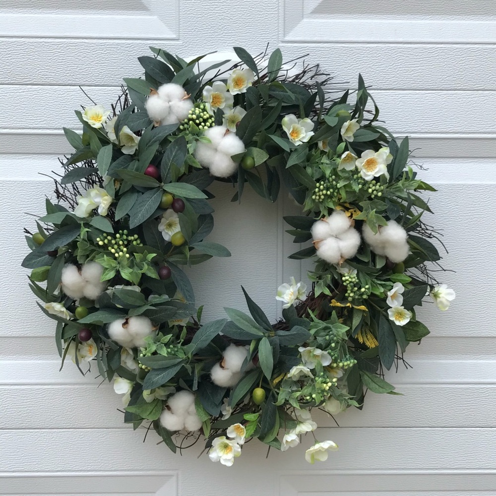 Everyday Wreath Olive Branch Cotton & Dogwood